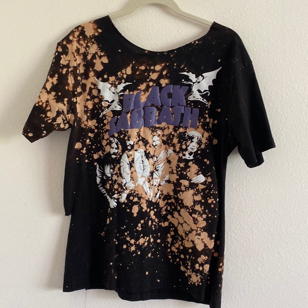 Black Sabbath bleach dyed cut off tee